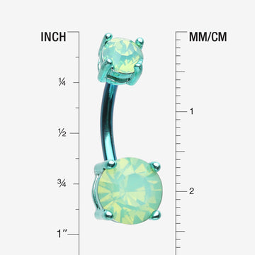 Detail View 1 of Colorline Brilliant Opalite Gem Prong Set Belly Button Ring-Teal/Pacific Opal